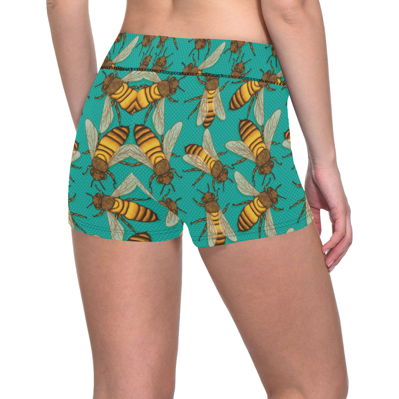 Bee Pattern Print Design BEE04 Yoga Shorts