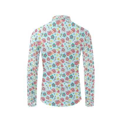 Crochet Pattern Print Design 01 Men's Long Sleeve Shirt