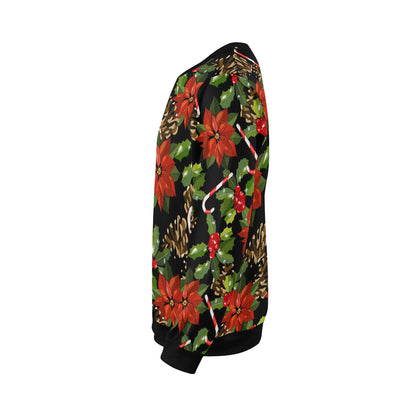 Poinsettia Pattern Print Design POT01 Men Long Sleeve Sweatshirt