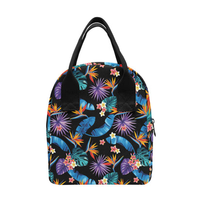 Tropical Flower Pattern Print Design TF018 Insulated Lunch Bag