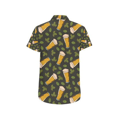 Beer Iris Pattern Print Design 02 Men's Short Sleeve Button Up Shirt