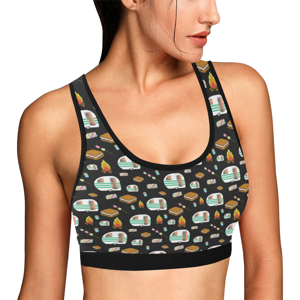 Camper marshmallow Camping Design Print Sports Bra