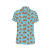 Brow Sea Turtle Print Pattern Men's Short Sleeve Button Up Shirt