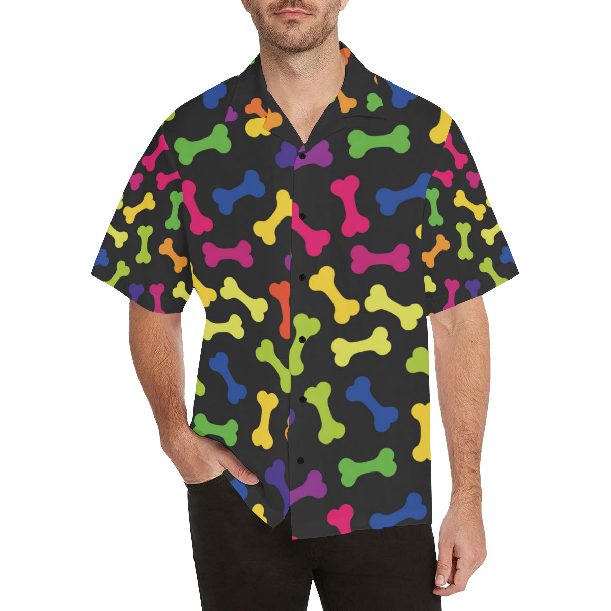 Dog Bone Neon Color Pattern Print Design 02 Men's Hawaiian Shirt
