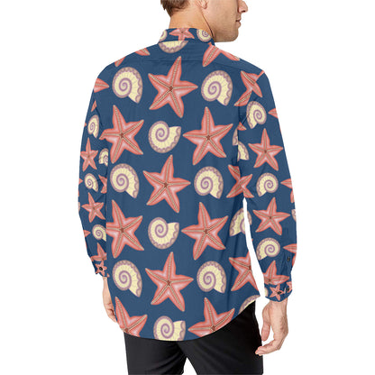 Starfish Pattern Print Design 03 Men's Long Sleeve Shirt