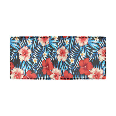 Red Hibiscus Blue Scene Men's ID Card Wallet