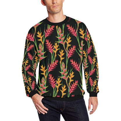 Heliconia Pattern Print Design HL01 Men Long Sleeve Sweatshirt