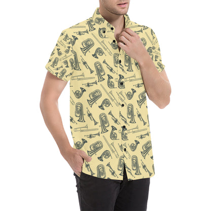 Tuba Pattern Print Design 01 Men's Short Sleeve Button Up Shirt