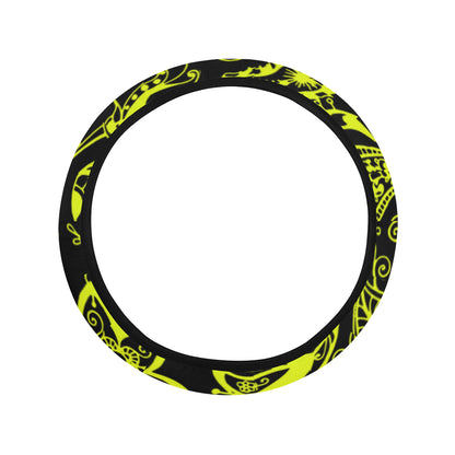 Paisley Green Design Print Steering Wheel Cover with Elastic Edge