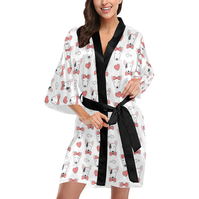 Bull Terriers Pattern Print Design 08 Women's Short Kimono