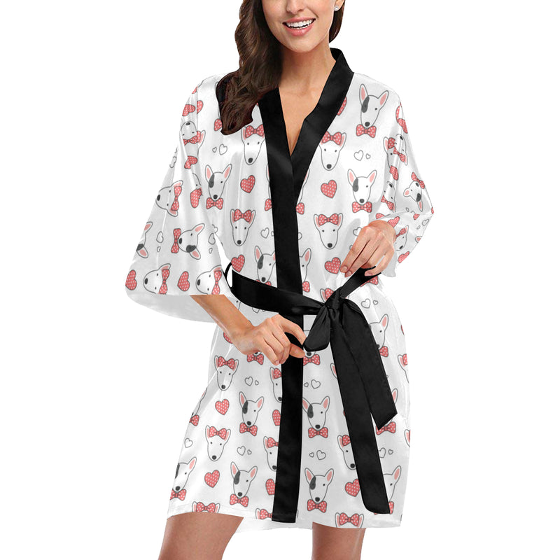 Bull Terriers Pattern Print Design 08 Women's Short Kimono