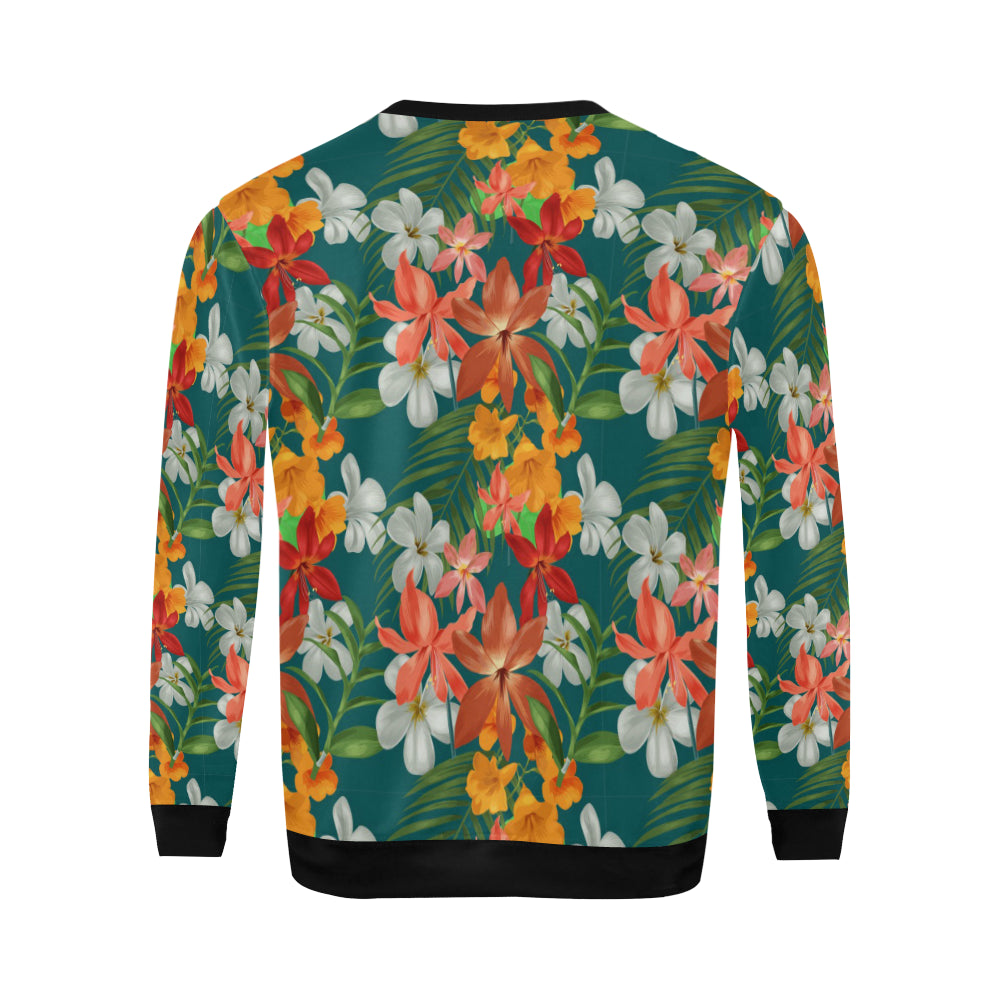 Amaryllis Pattern Print Design AL06 Men Long Sleeve Sweatshirt