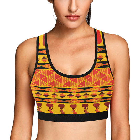 African Pattern Print Design 01 Sports Bra