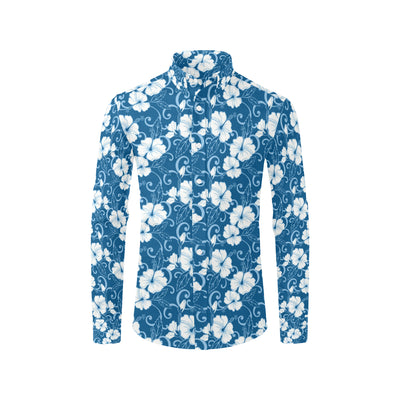 Hibiscus Pattern Print Design HB03 Men's Long Sleeve Shirt