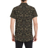 Lotus Gold Mandala Design Themed Men's Short Sleeve Button Up Shirt