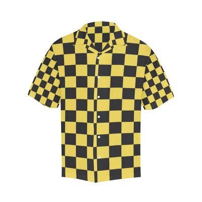 Checkered Yellow Pattern Print Design 03 Men's Hawaiian Shirt