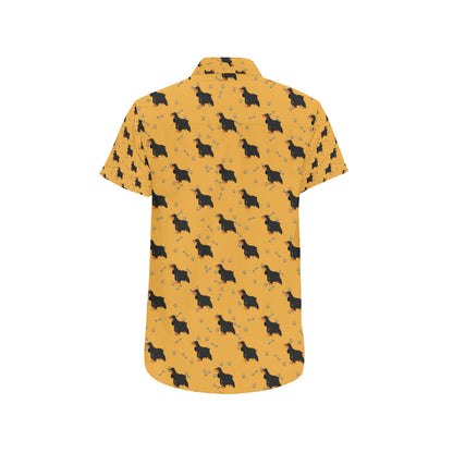 Cocker Pattern Print Design 01 Men's Short Sleeve Button Up Shirt