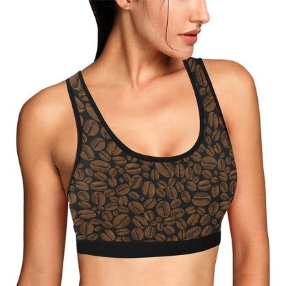 Coffee Pattern Print Design 01 Sports Bra