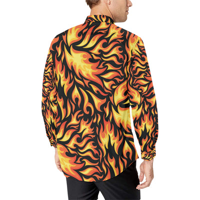 Flame Fire Design Pattern Men's Long Sleeve Shirt