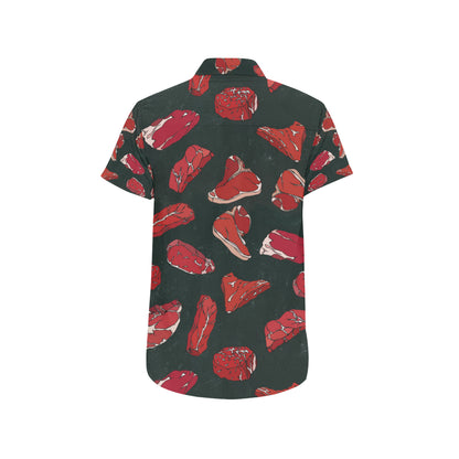 Meat Pattern Print Design 01 Men's Short Sleeve Button Up Shirt