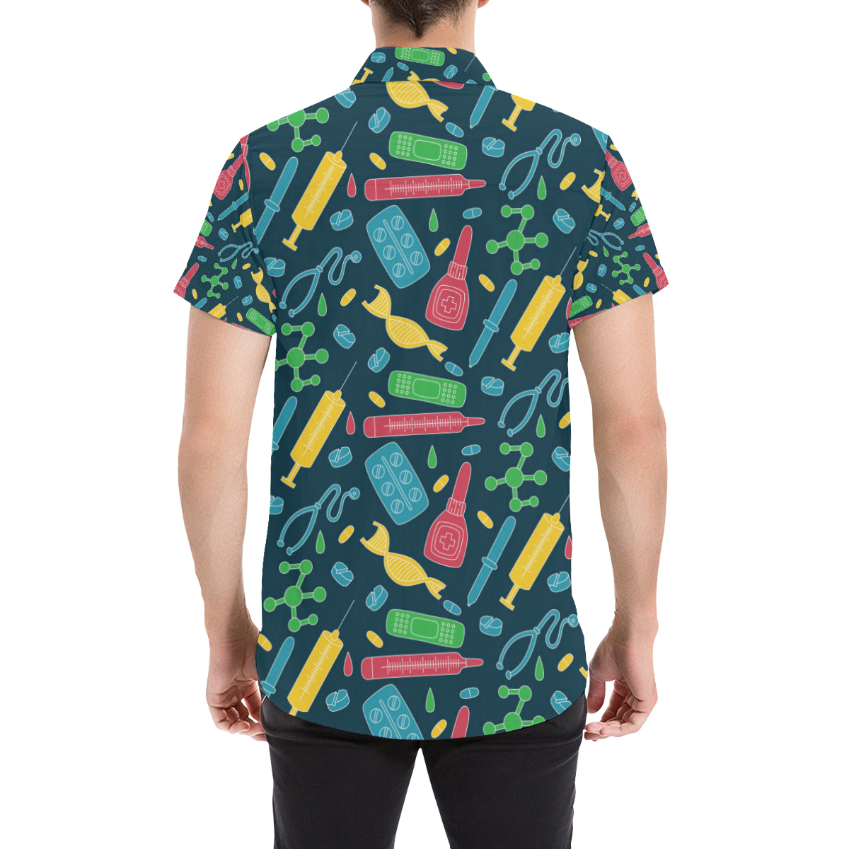 Phlebotomist Pattern Print Design A03 Men's Short Sleeve Button Up Shirt