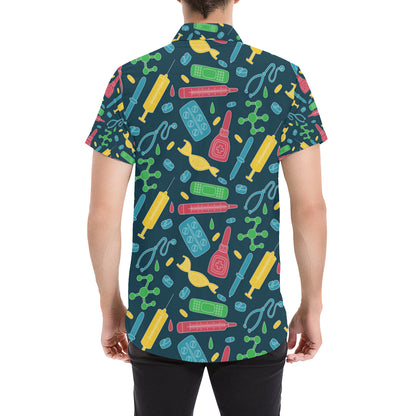 Phlebotomist Pattern Print Design A03 Men's Short Sleeve Button Up Shirt