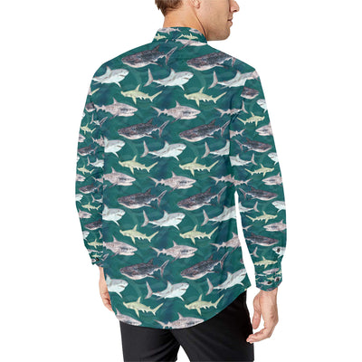 Shark Style Print Men's Long Sleeve Shirt