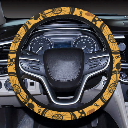 Mountain bike Pattern Print Design 03 Steering Wheel Cover with Elastic Edge