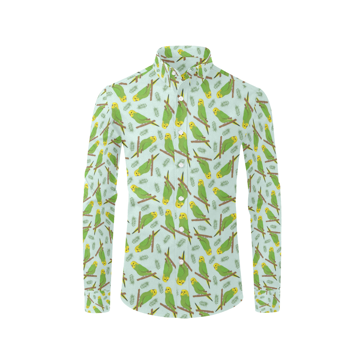 Budgerigar Pattern Print Design 04 Men's Long Sleeve Shirt