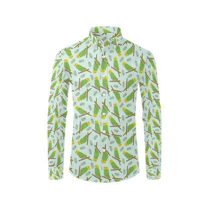 Budgerigar Pattern Print Design 04 Men's Long Sleeve Shirt