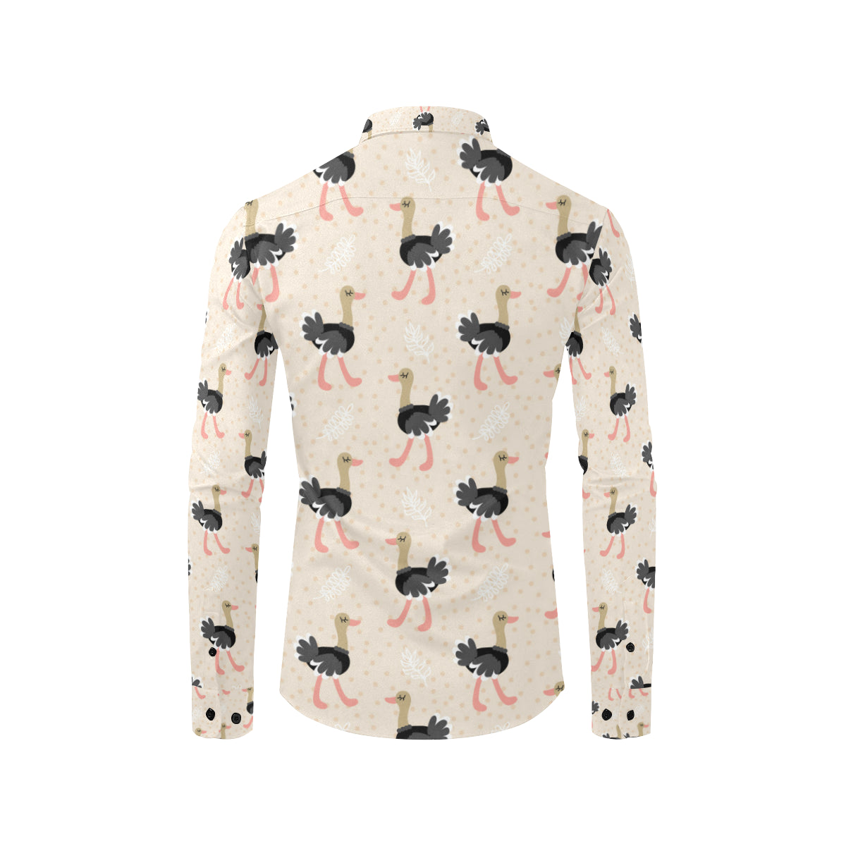 Ostrich Pattern Print Design 02 Men's Long Sleeve Shirt