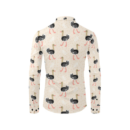 Ostrich Pattern Print Design 02 Men's Long Sleeve Shirt