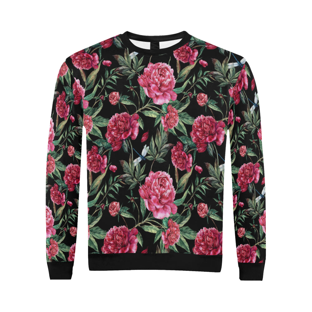 Peony Pattern Print Design PE04 Men Long Sleeve Sweatshirt