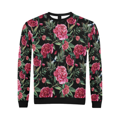 Peony Pattern Print Design PE04 Men Long Sleeve Sweatshirt