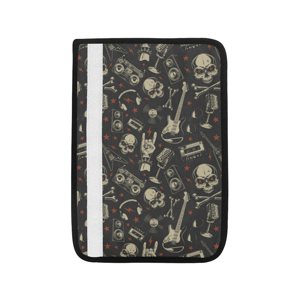 Rock and Roll Skull Pattern Print Design A03 Car Seat Belt Cover