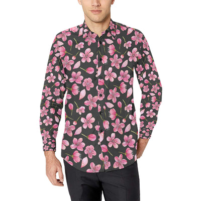 Apple blossom Pattern Print Design AB03 Men's Long Sleeve Shirt