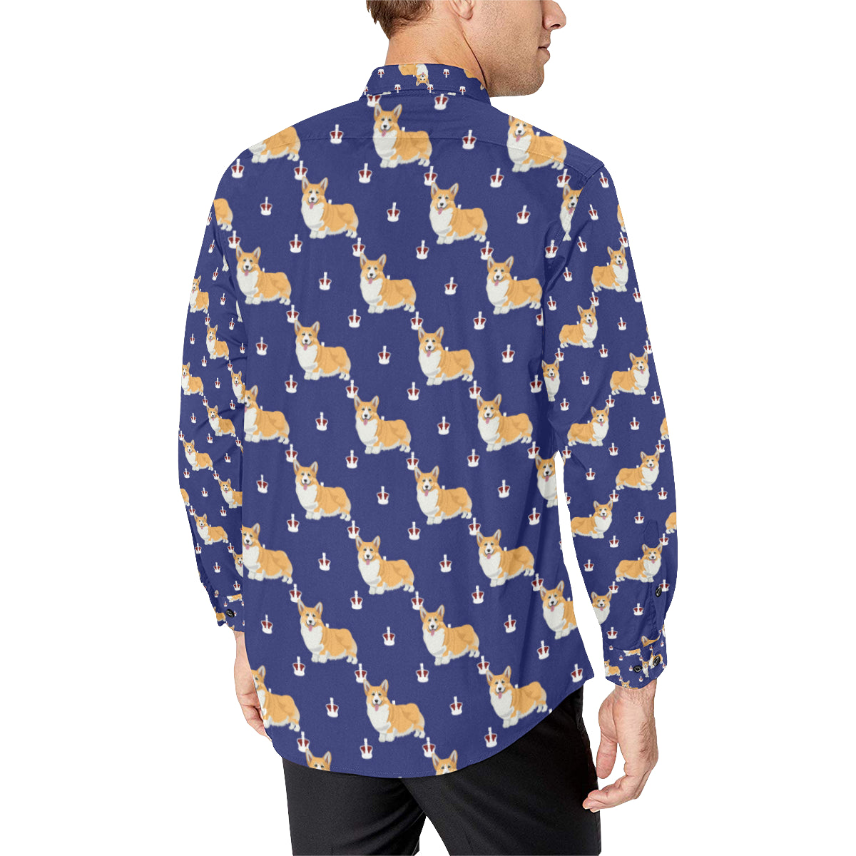 Pembroke Welsh Corgis Pattern Print Design A07 Men's Long Sleeve Shirt