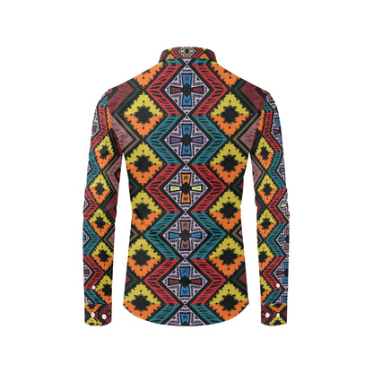 African Pattern Print Design 08 Men's Long Sleeve Shirt