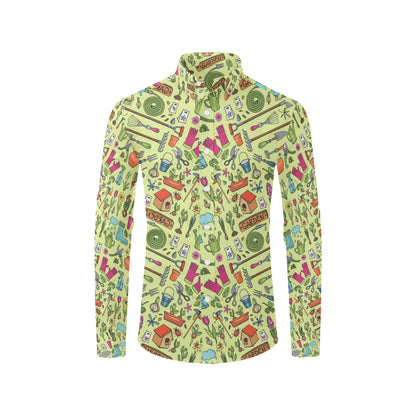 Gardening Pattern Print Design G02 Men's Long Sleeve Shirt