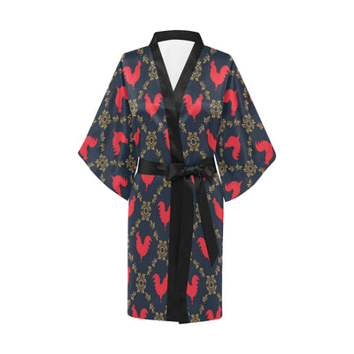 Rooster Pattern Print Design A02 Women's Short Kimono