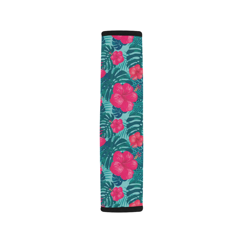 Red Hibiscus Pattern Print Design HB017 Car Seat Belt Cover