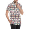 Indian Navajo Art Themed Design Print Men's Short Sleeve Button Up Shirt