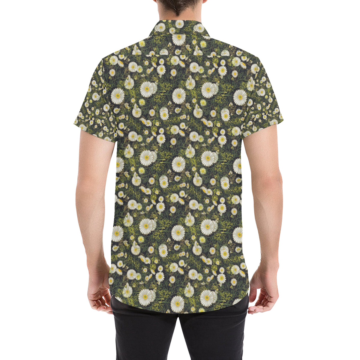 Daisy Pattern Print Design 03 Men's Short Sleeve Button Up Shirt