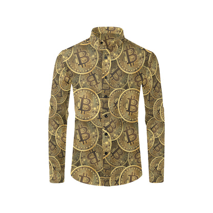 Bitcoin Pattern Print Design DO01 Men's Long Sleeve Shirt