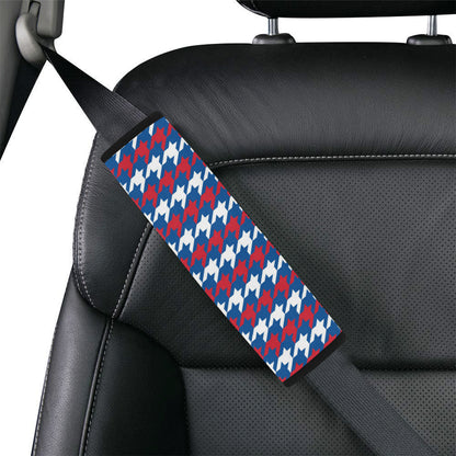 Patriotic Houndstooth Pattern Print Design A02 Car Seat Belt Cover