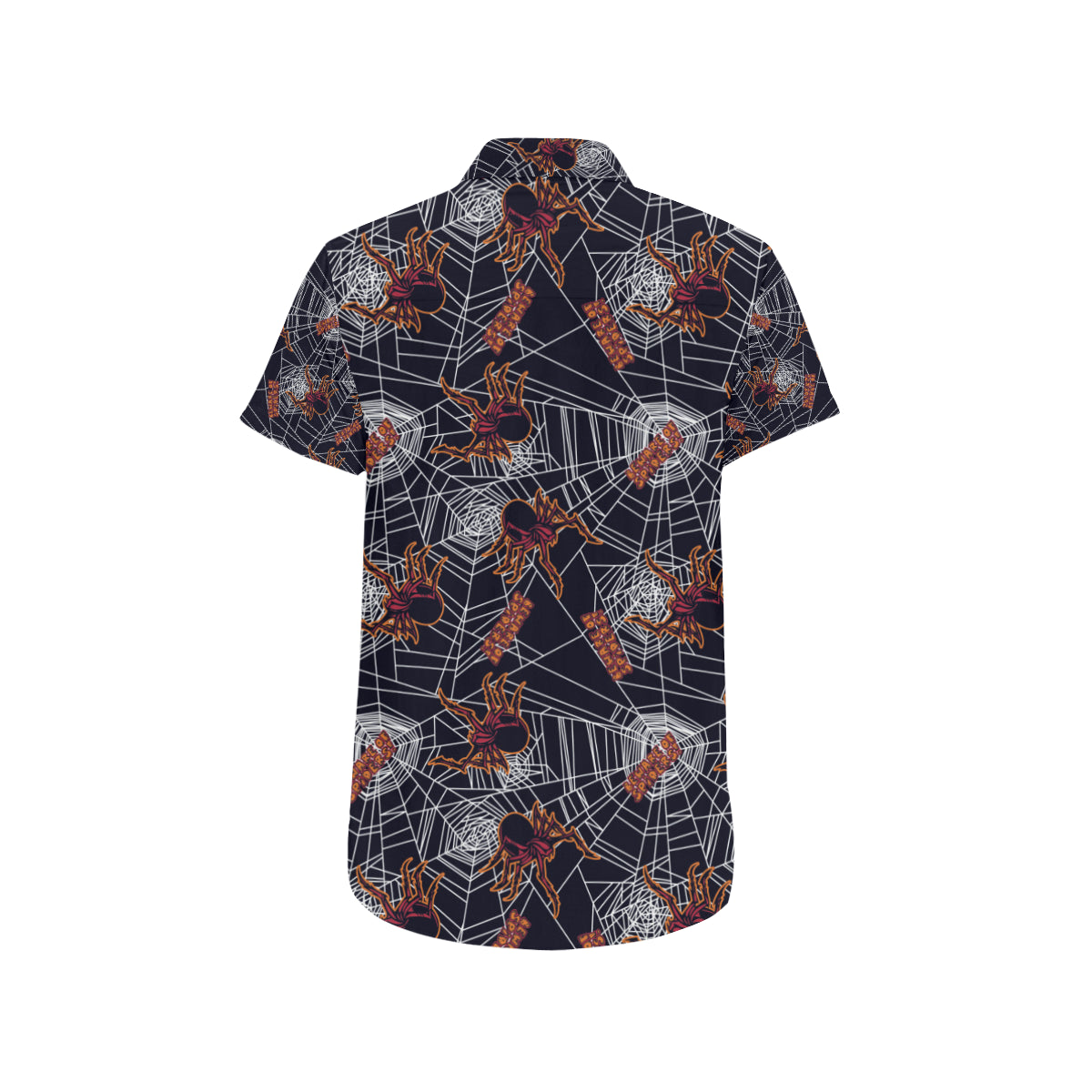 Tarantula Spiderwebs Pattern Print Design 01 Men's Short Sleeve Button Up Shirt