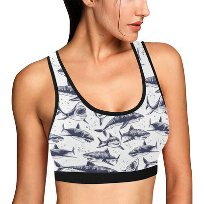 Great White Shark Pattern Print Design 02 Sports Bra