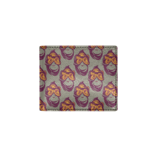 Chimpanzee Pattern Print Design 02 Men's ID Card Wallet