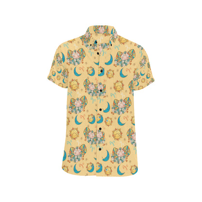 Aries Zodiac Pattern Print Design 03 Men's Short Sleeve Button Up Shirt