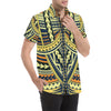 Polynesian Tattoo Print Men's Short Sleeve Button Up Shirt